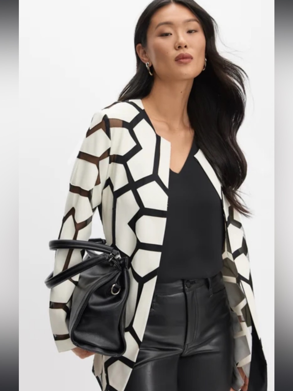 Joseph Ribkoff Black & White Geometric-Print jacket